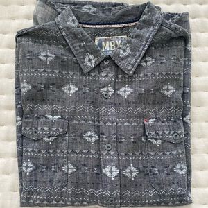 Aztec Print Button Down Grey